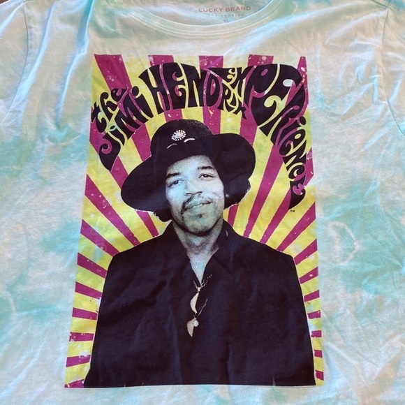 Lucky Brand Jimi Hendrix Tie Dye T-Shirt Cropped retro hippie rock band - Picture 3 of 9